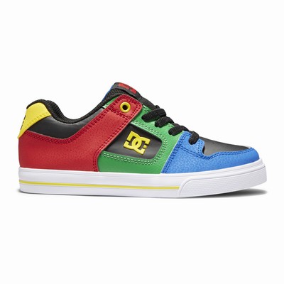 DC Pure Elastic Kid's Black/White/Multicolor Skate Shoes Australia KFW-423